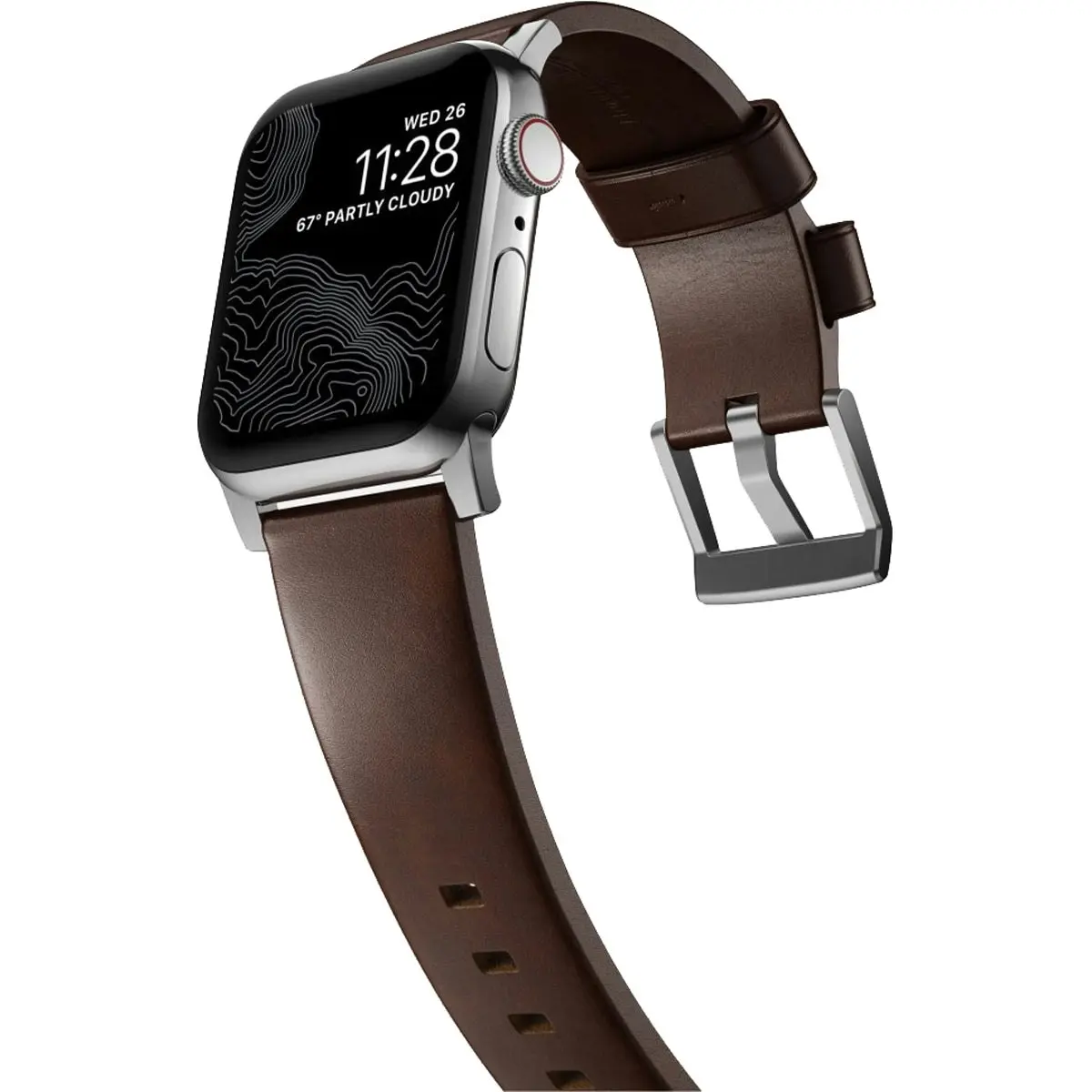 Nomad Modern Band for Apple Watch 40mm / 41mm - Silver Hardware with Rustic Brown Horween Leather