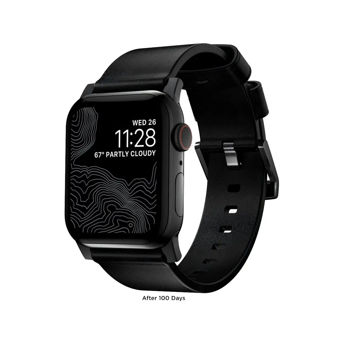 Nomad Modern Band for Apple Watch 45mm / 49mm - Black Hardware with Black Normal Leather