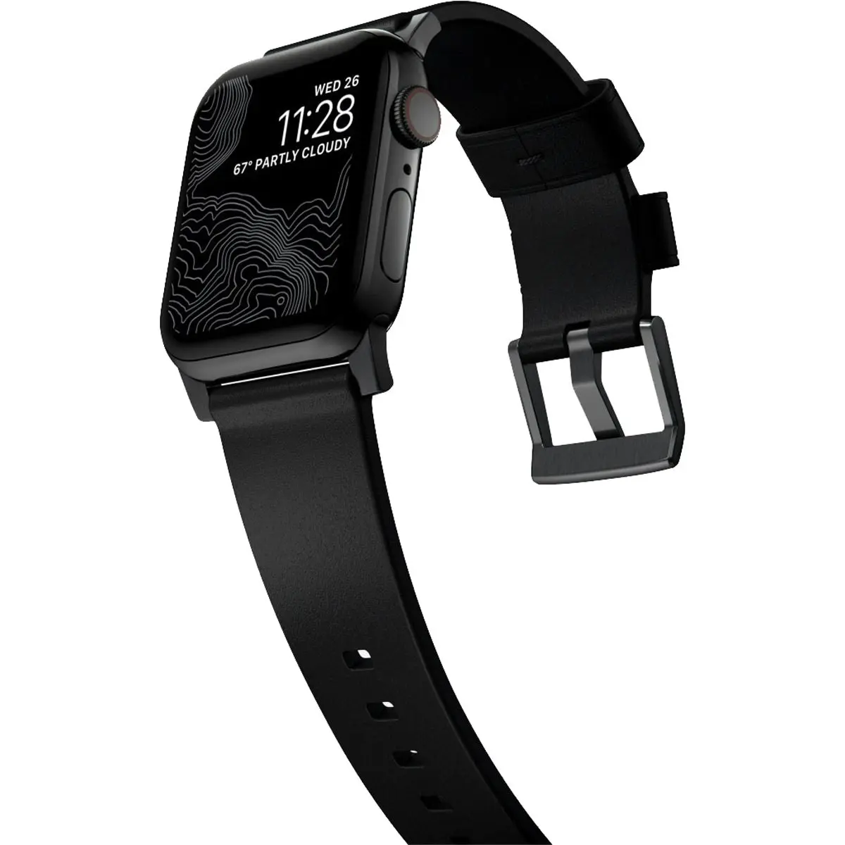 Nomad Modern Band for Apple Watch 45mm / 49mm - Black Hardware with Black Normal Leather