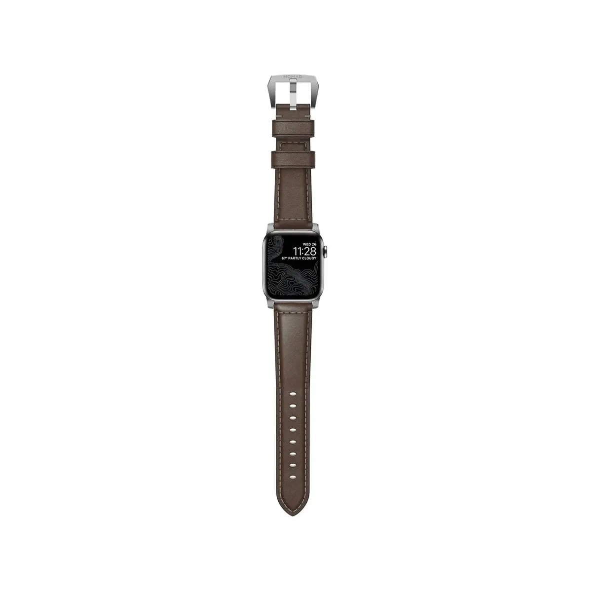 Nomad Traditional Band 45 /49mm - Brown For Apple Watch Silver Hardware