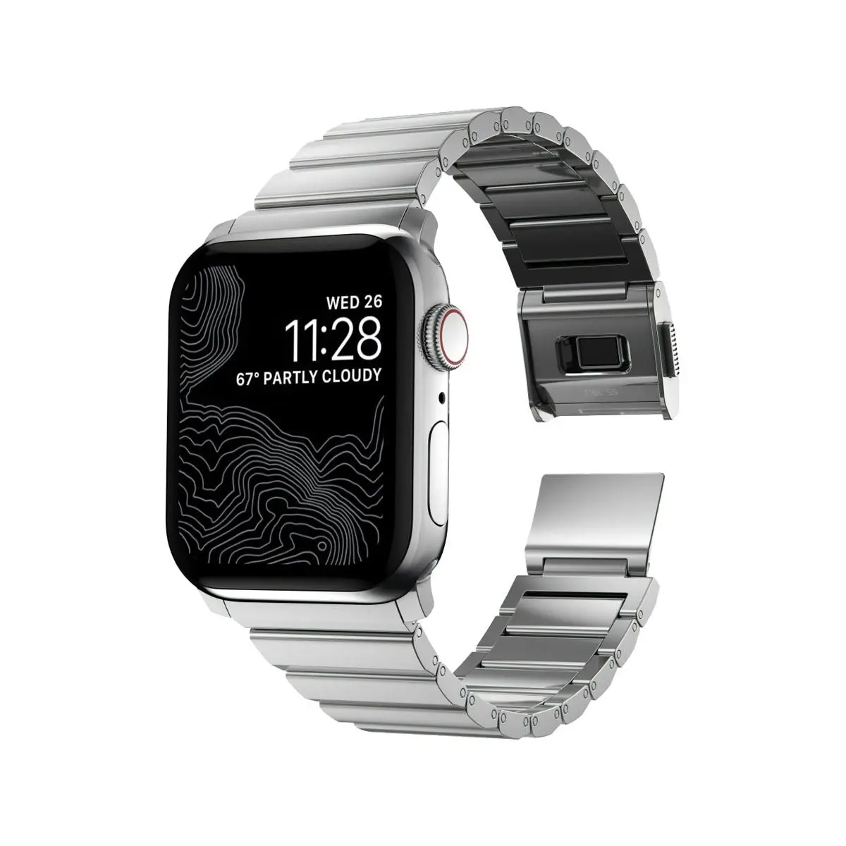 Nomad Apple Watch 45mm / 49mm Steel Band - Silver Hardware