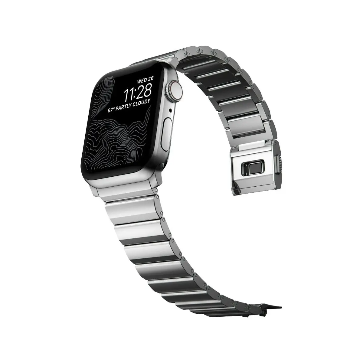 Nomad Apple Watch 45mm / 49mm Steel Band - Silver Hardware