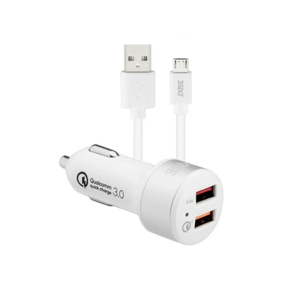 3sixT Car Charger 5.4A + USB-A to Micro USB Cable 1m