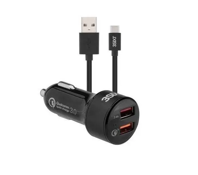 3sixT Car Charger 5.4A + USB-A to Micro USB Cable 1m