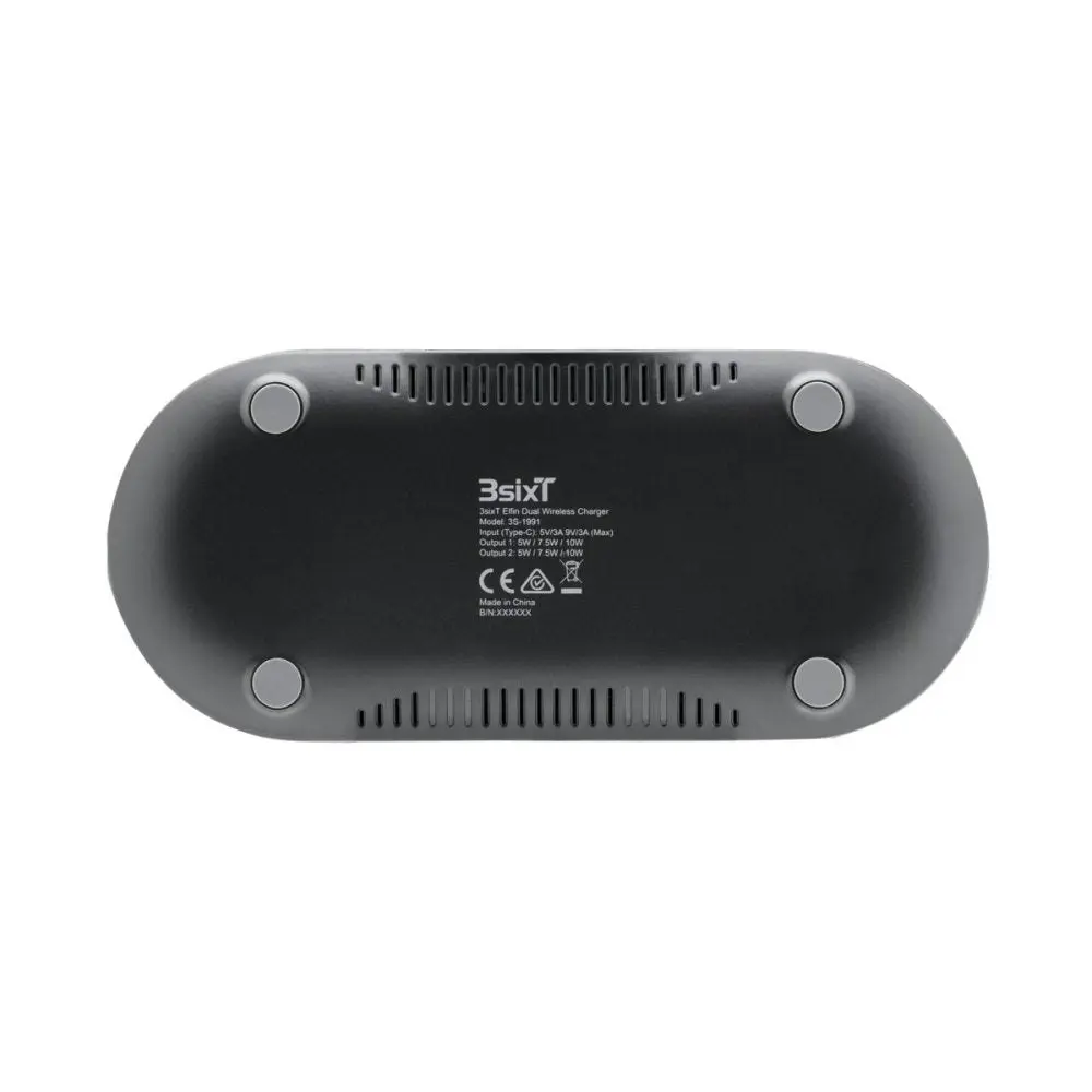 3sixT Elfin Dual 10W Fast Charge Wireless Charger with AC