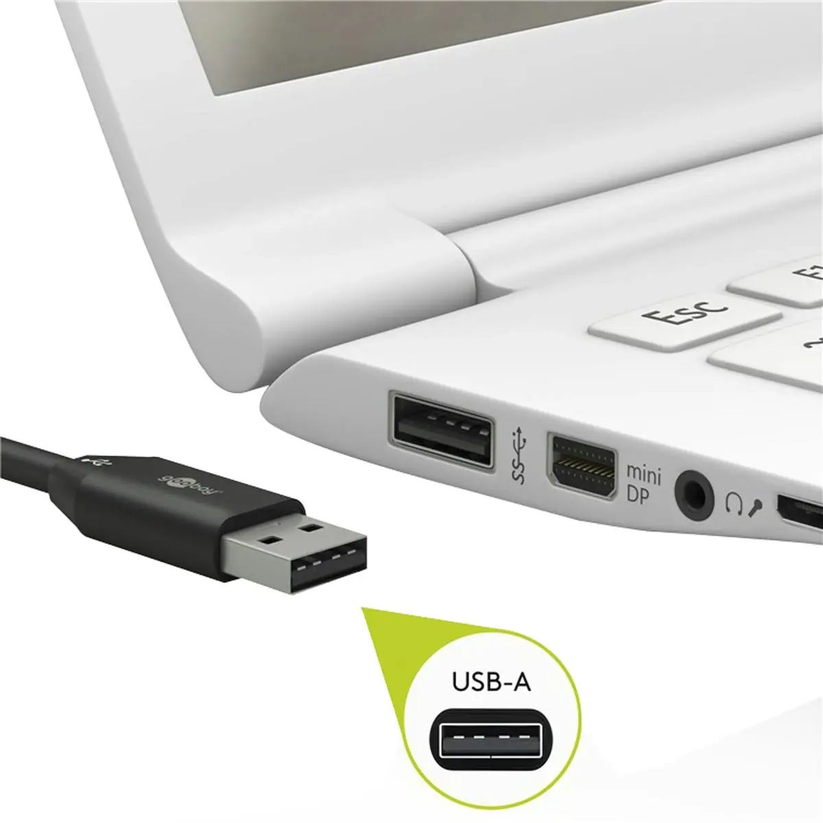 Goobay USB-A to USB-C 2.0 cable 0.1M for Mobiles and Laptops - Black