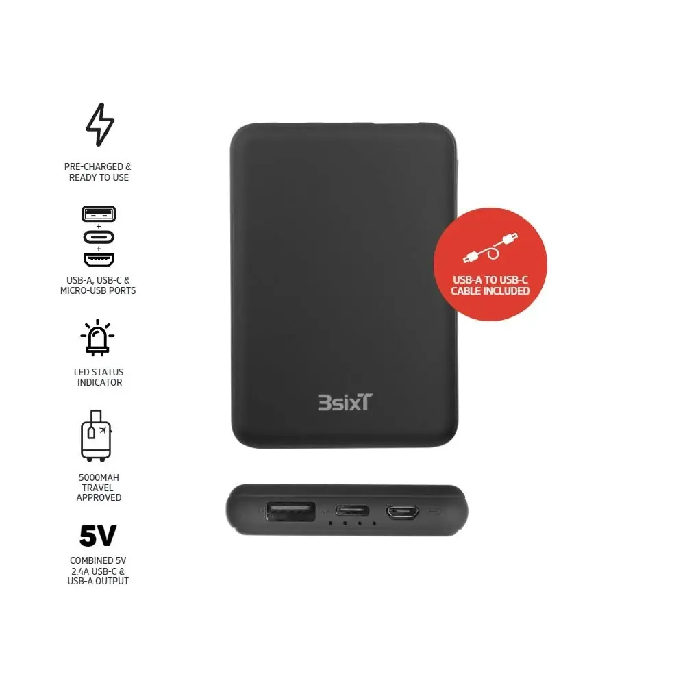 3sixT JetPak Basix 2.0 - 5000 mAh Power Bank