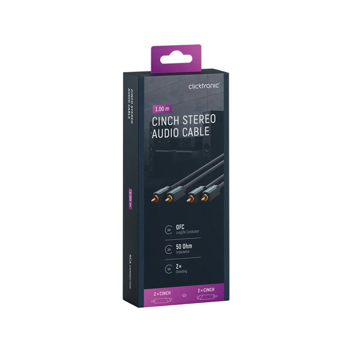 Clicktronic Cinch Stereo RCA Cable - 1m