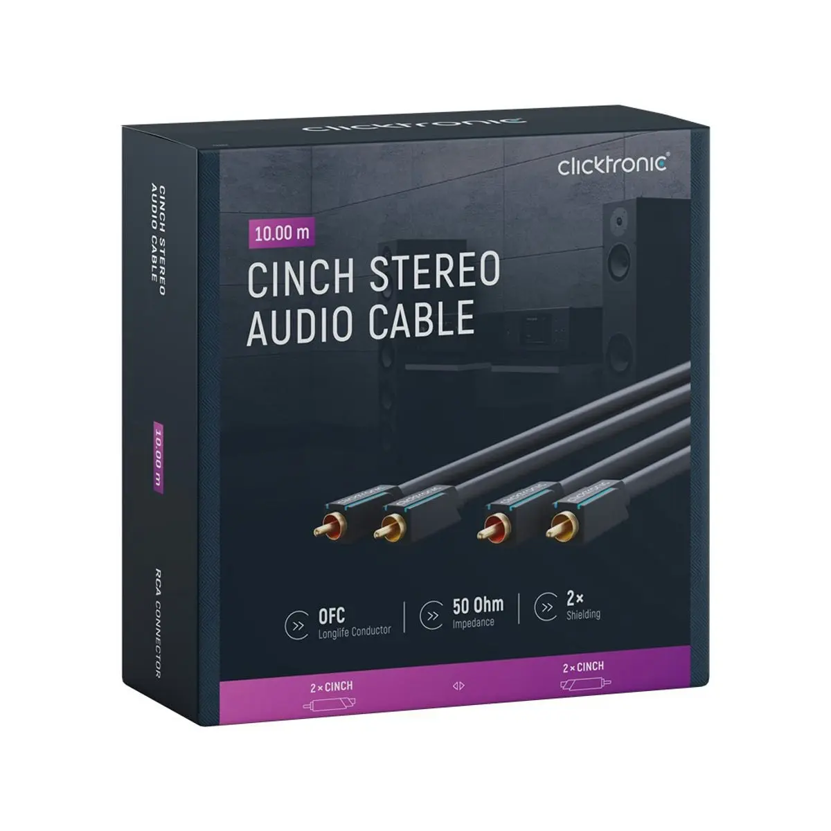 Clicktronic Cinch Stereo RCA Cable - 10m