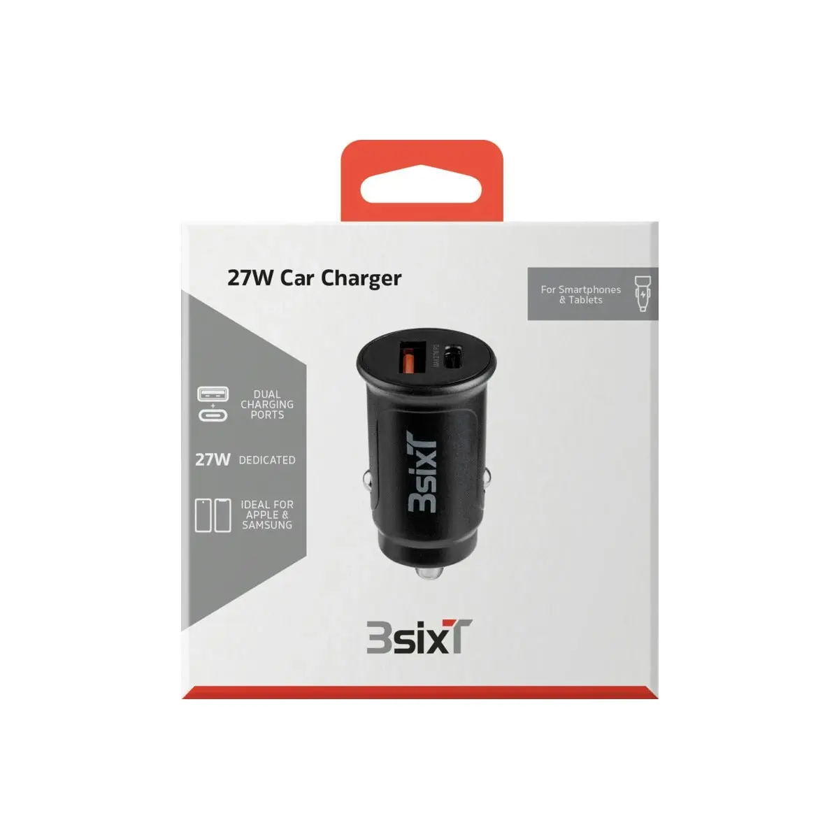 3sixT Car Charger 20W + Tough USB-C to Lightning Cable - Black