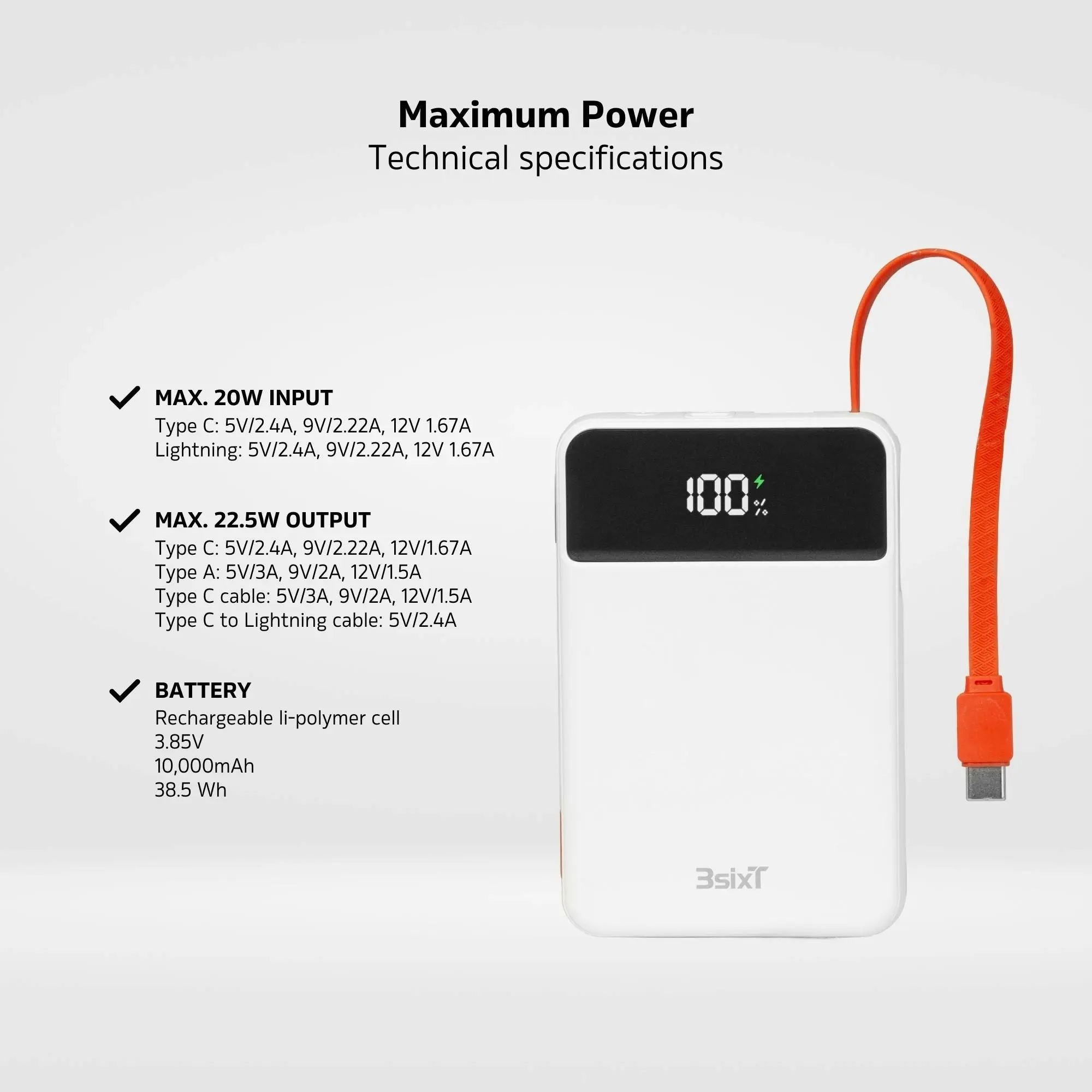 3sixT JetPak 2 in 1 10000mAh Power Bank