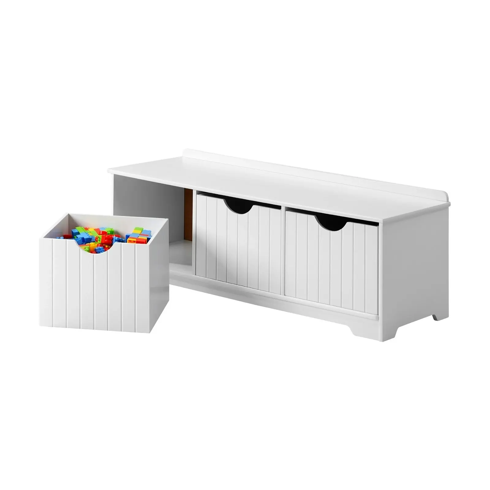 Oikiture Kids Toy Box Chest Storage Blanket Children Room Organiser Seating Bench