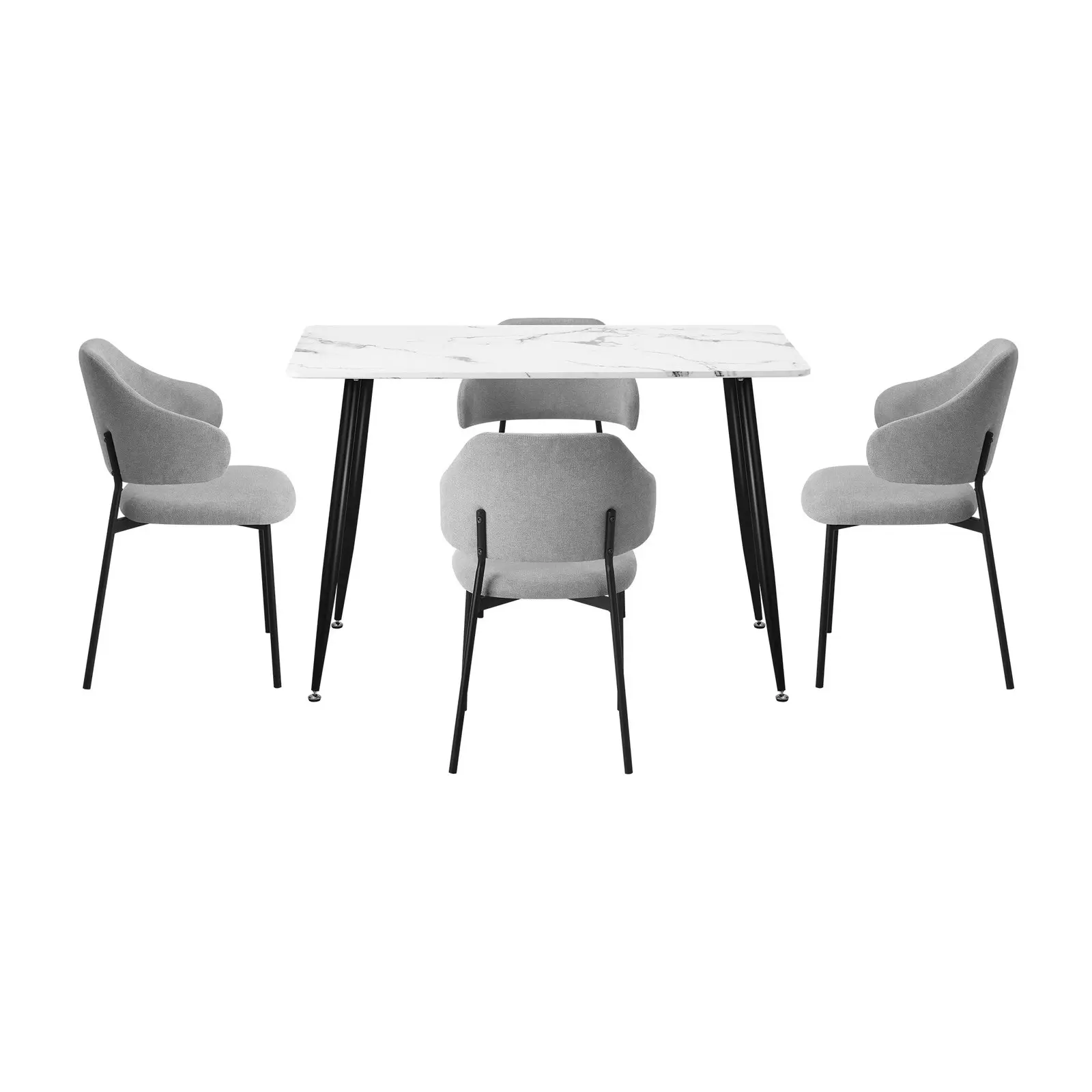 Oikiture 5PCS Dining sets 120cm Rectangle Table with 4PCS Chairs Fabric Grey