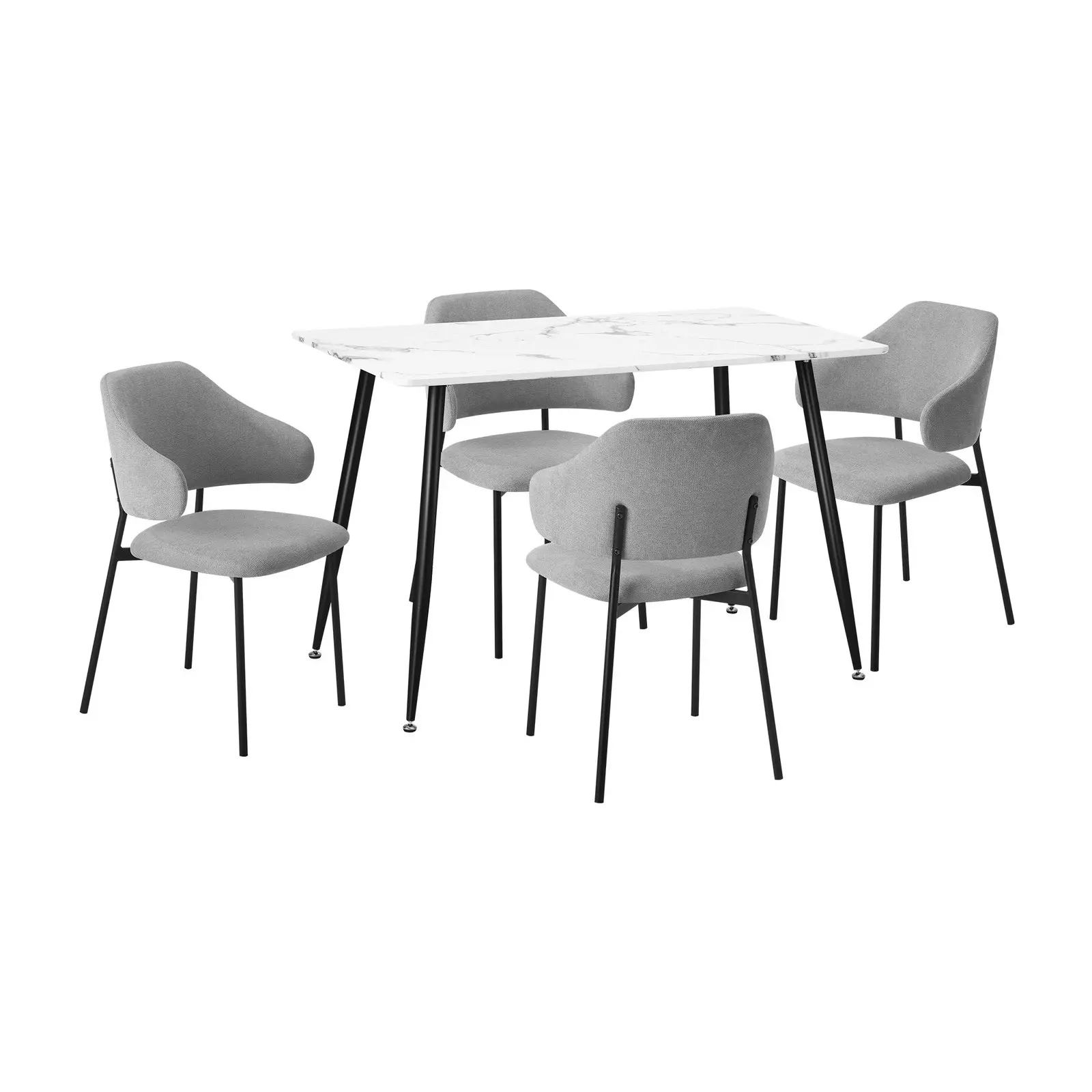 Oikiture 5PCS Dining sets 120cm Rectangle Table with 4PCS Chairs Fabric Grey