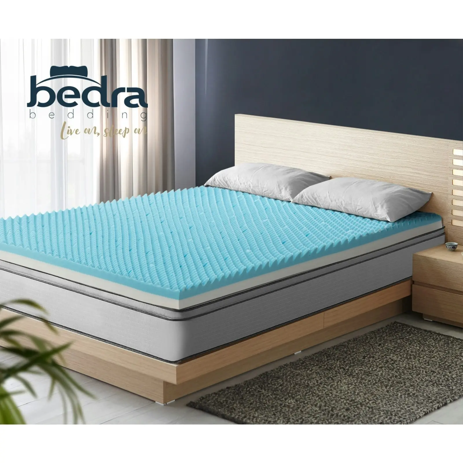 Bedra Memory Foam Mattress Topper Reversible Cool Gel Bed Mat 10cm Queen