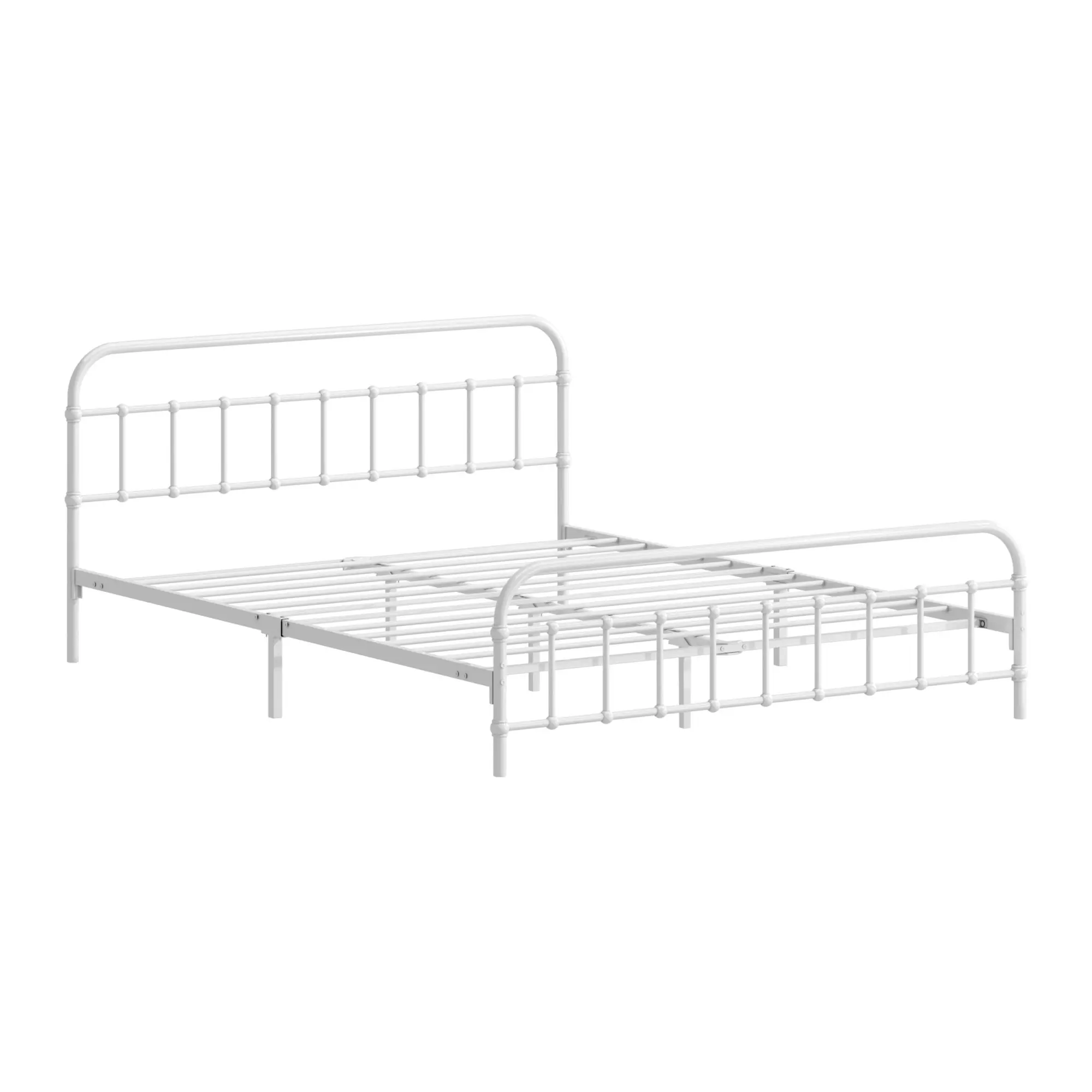 Oikiture Bed Frame Metal Bed Base Queen Size Bed Platform White