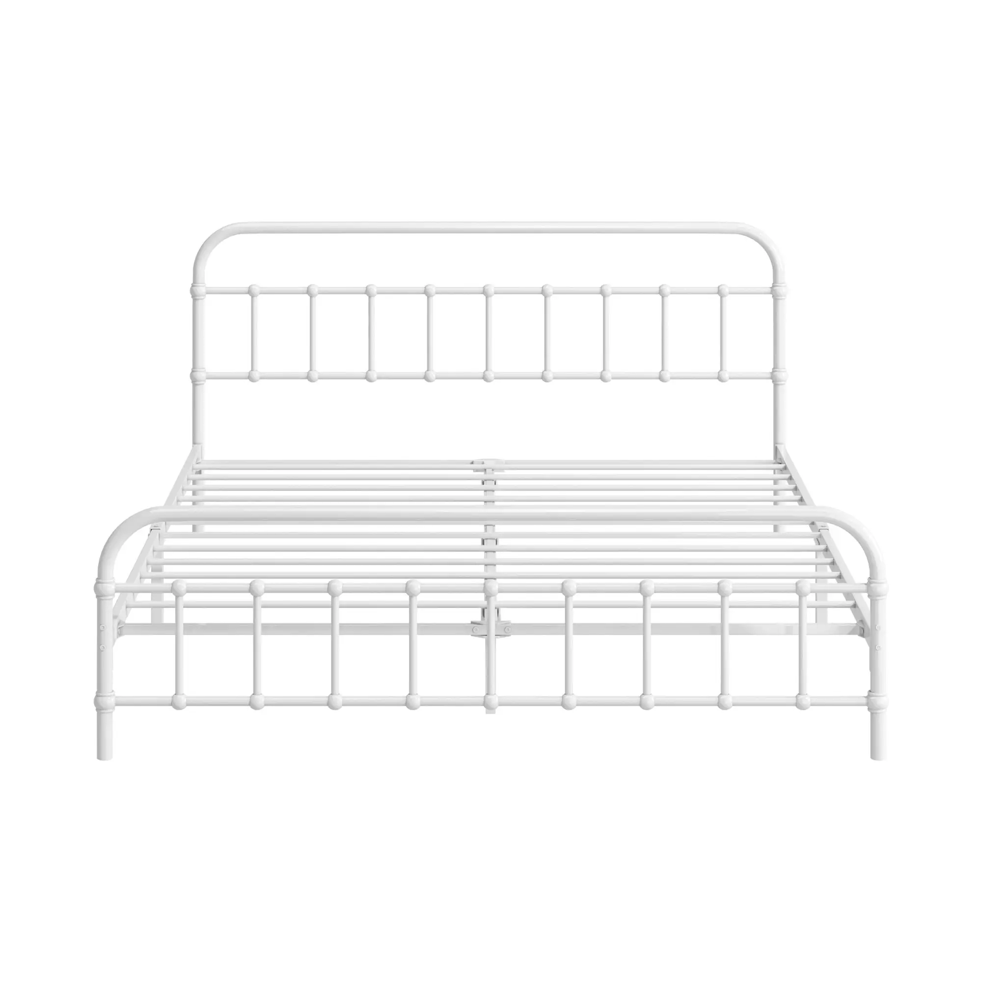 Oikiture Bed Frame Metal Bed Base Queen Size Bed Platform White