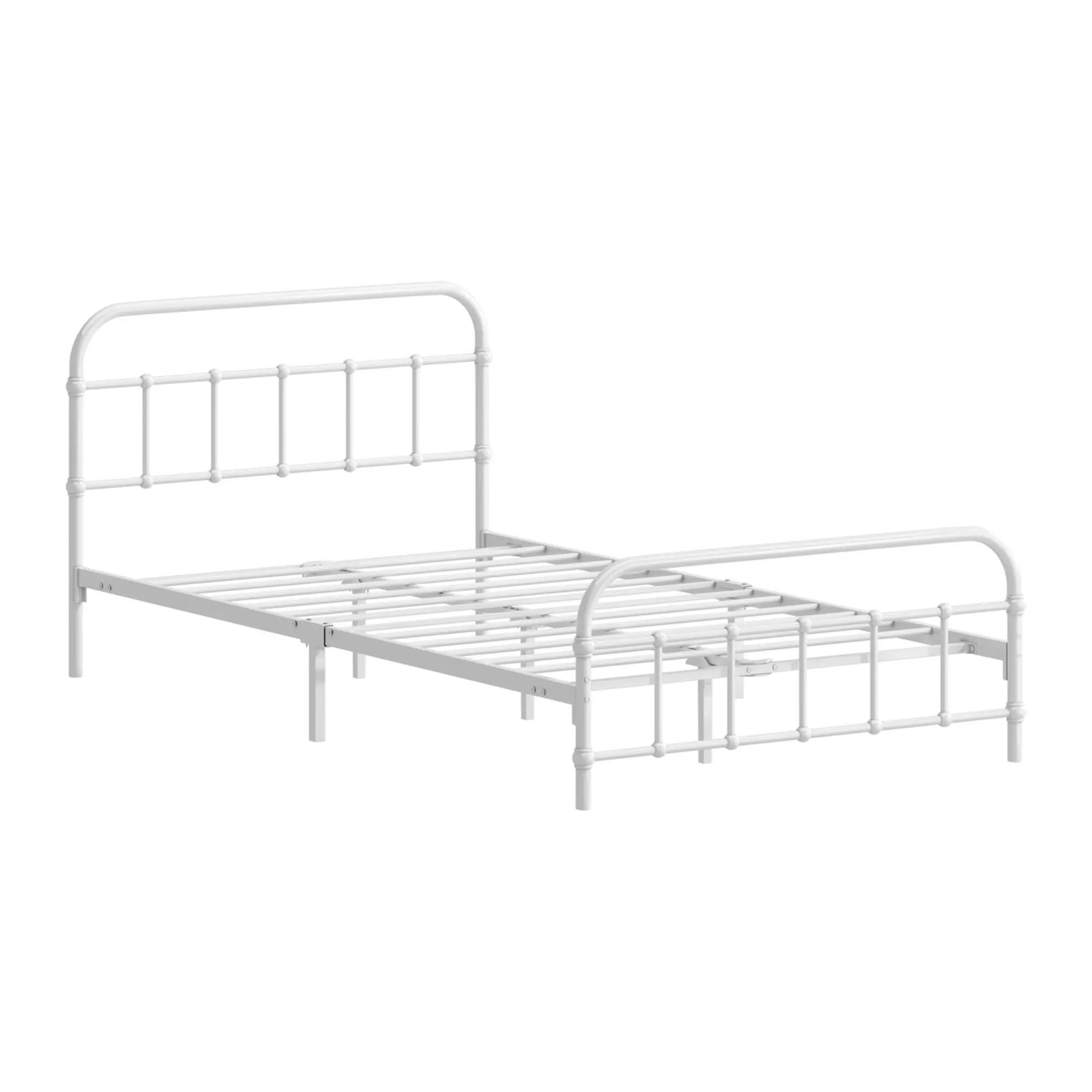 Oikiture Bed Frame Metal Bed Base King Single Size Bed Platform White