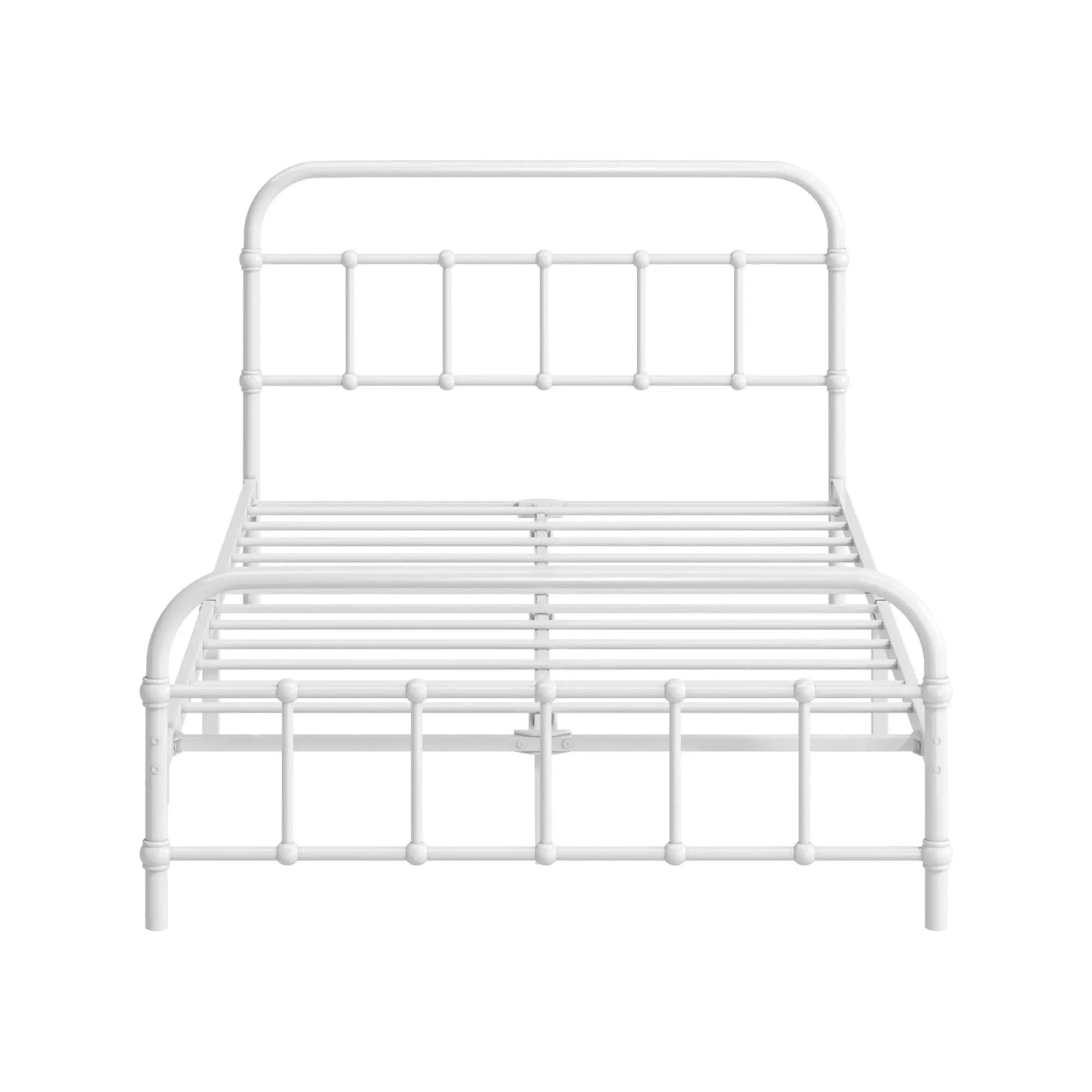 Oikiture Bed Frame Metal Bed Base King Single Size Bed Platform White