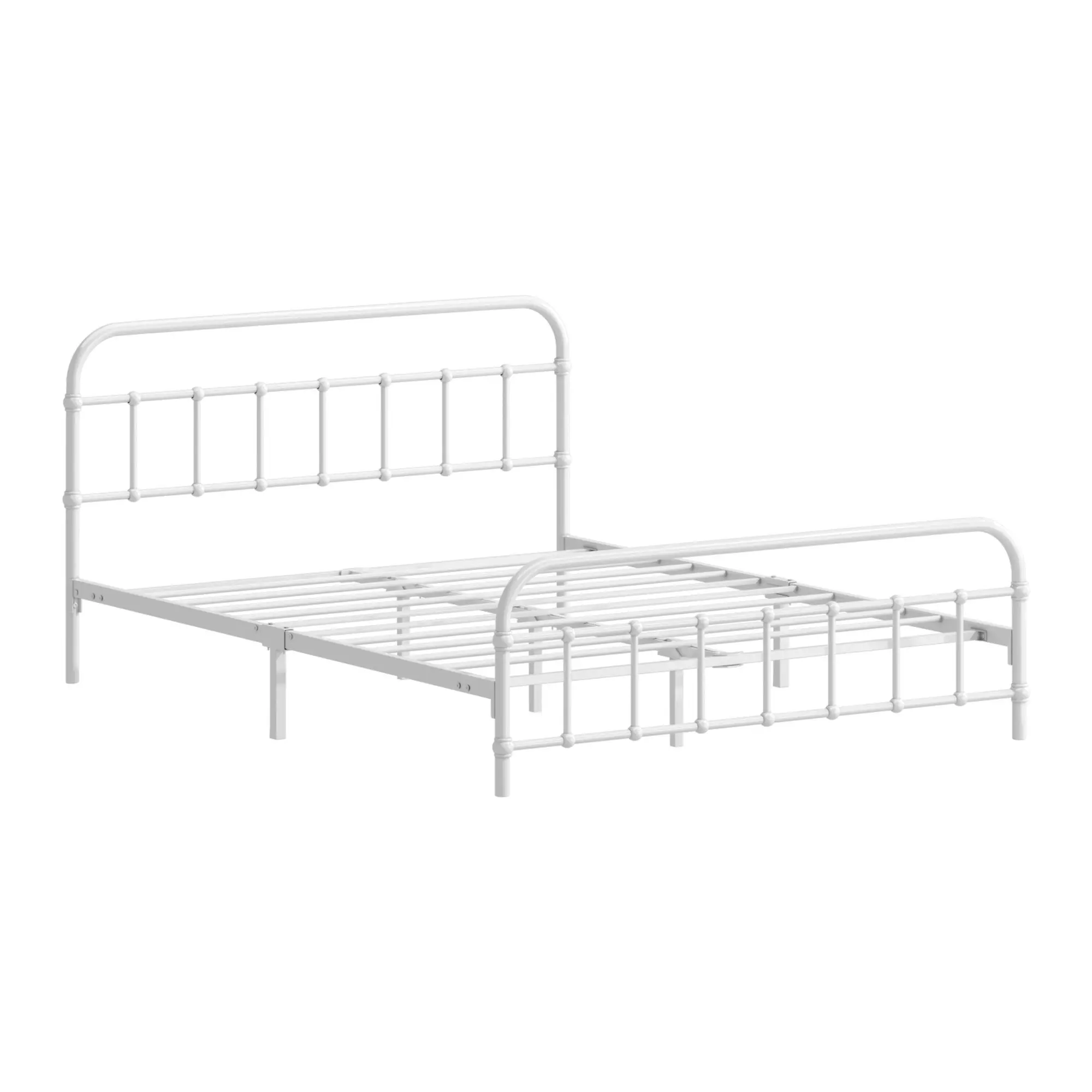 Oikiture Bed Frame Metal Bed Base Double Size Bed Platform White