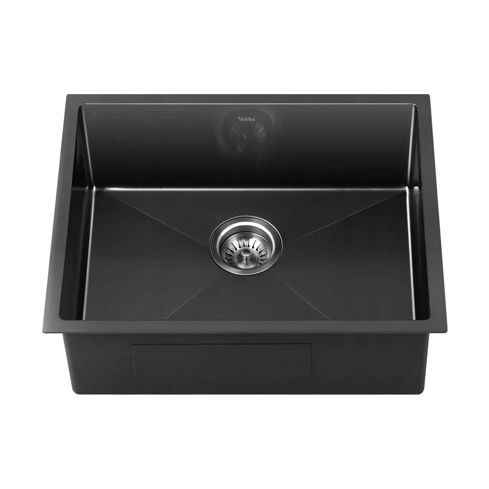 Welba Kitchen Sink 58X44CM Stainless Steel Single Bowl Basin With Waste Black