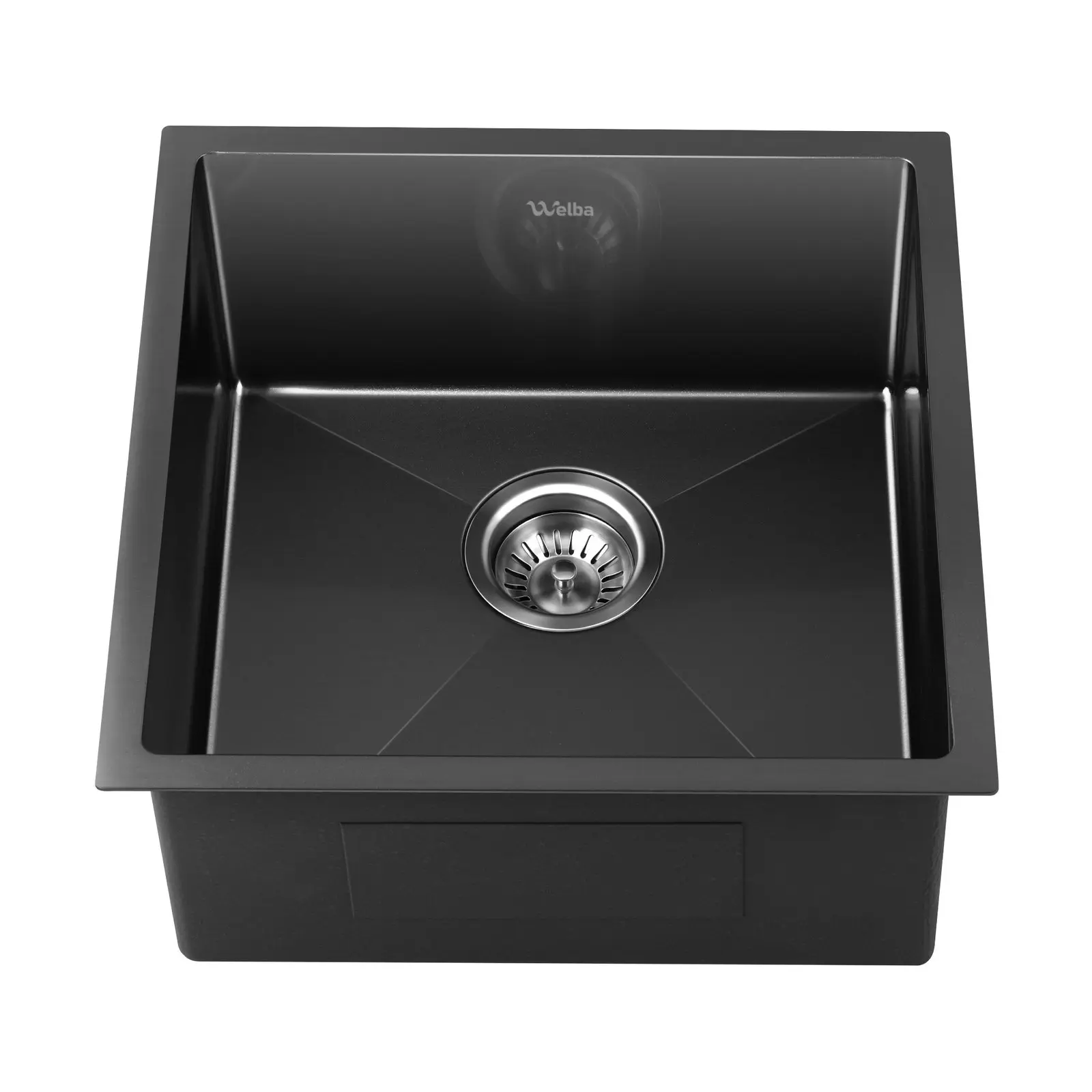 Welba Kitchen Sink 44X44CM Stainless Steel Single Bowl Basin With Waste Black