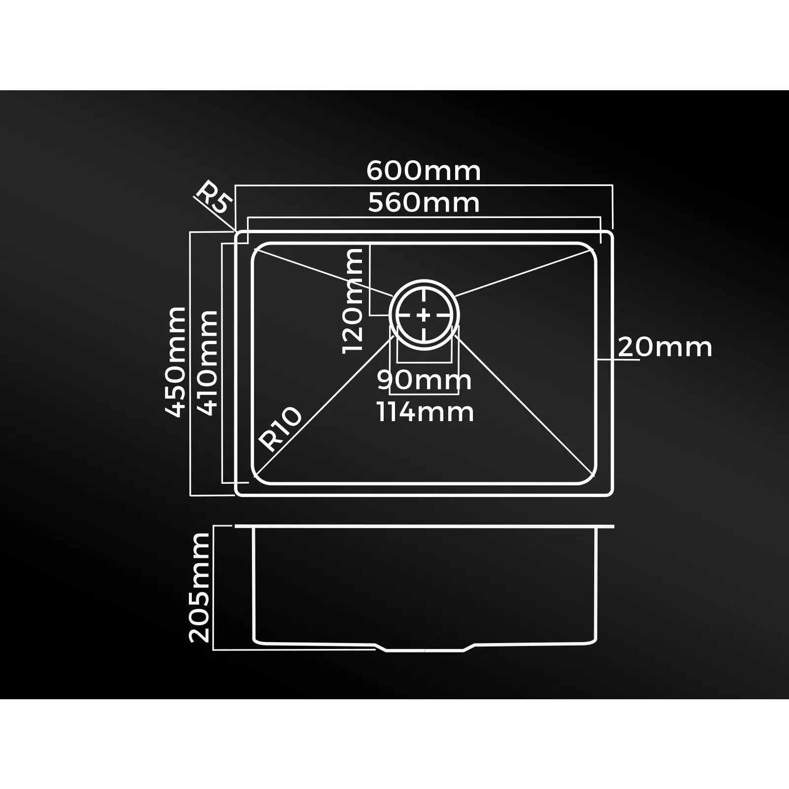 Welba Kitchen Sink 60X45CM Stainless Steel Single Bowl Basin With Waste Silver