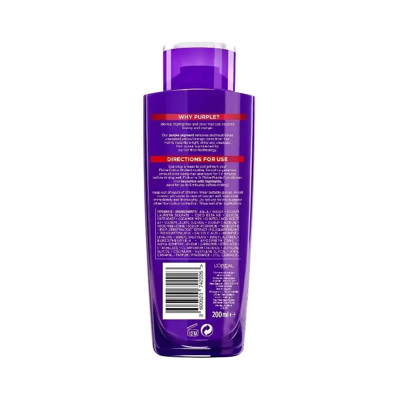 L'Oreal Paris Elvive Anti-Brassiness Purple Shampoo For Highlighted, Blonde And Grey Hair