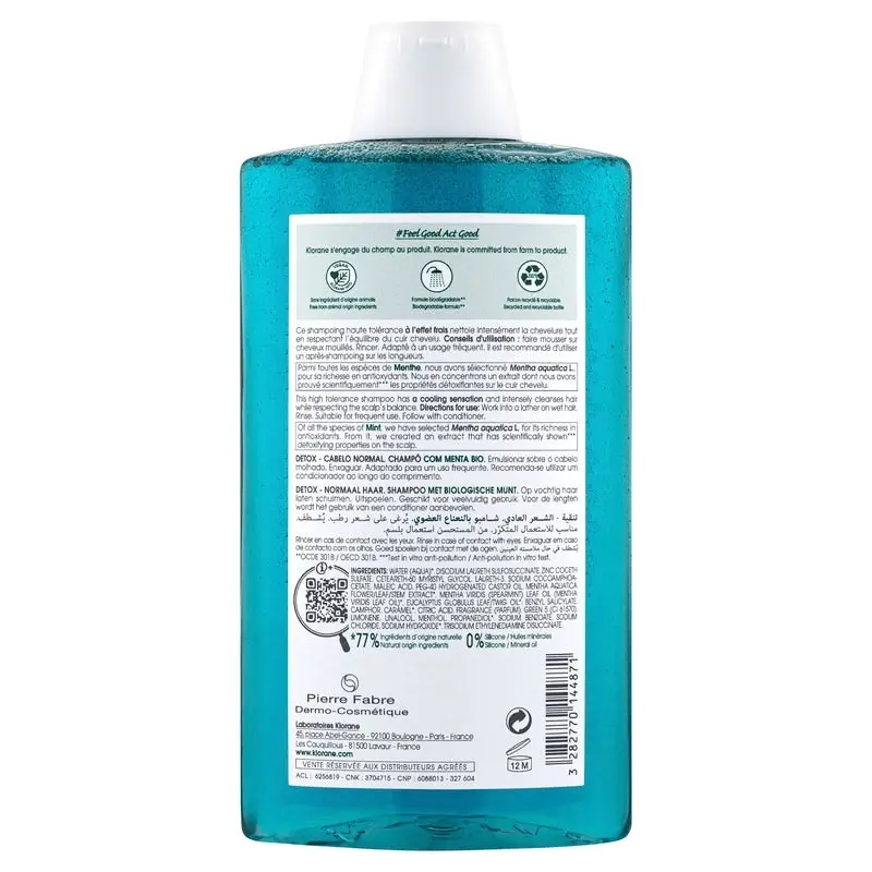 Klorane Hair Detox Shampoo with Organic Mint 400ml