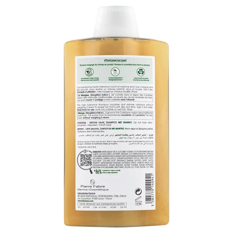 Klorane Nourishing Shampoo with Mango 400ml