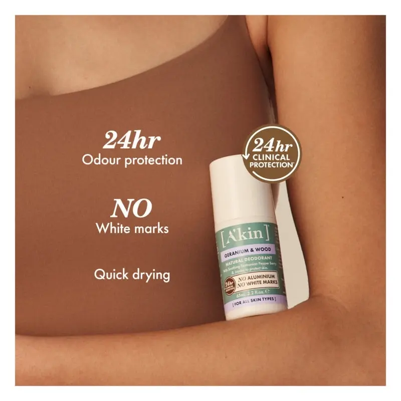 A'kin Geranium & Wood Roll On Deodorant 65ml