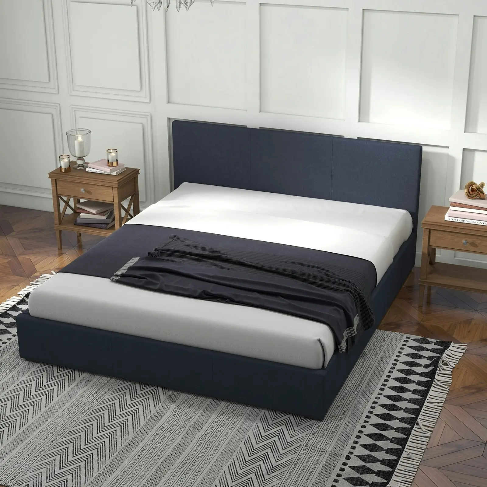 Milano Luxury Gas Lift Bed Frame Base And Headboard With Storage All Sizes