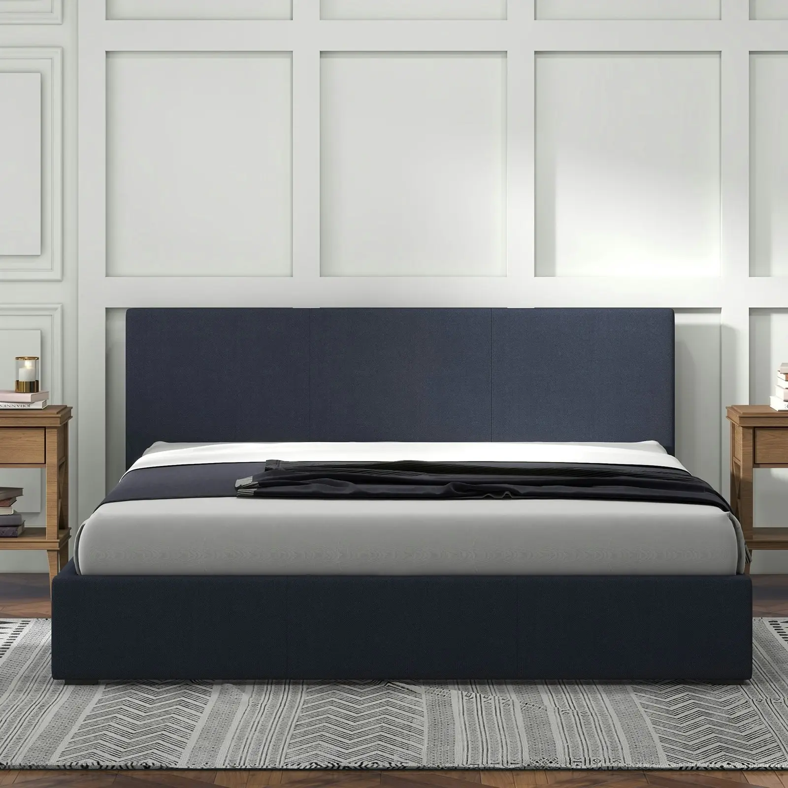 Milano Luxury Gas Lift Bed Frame Base And Headboard With Storage All Sizes