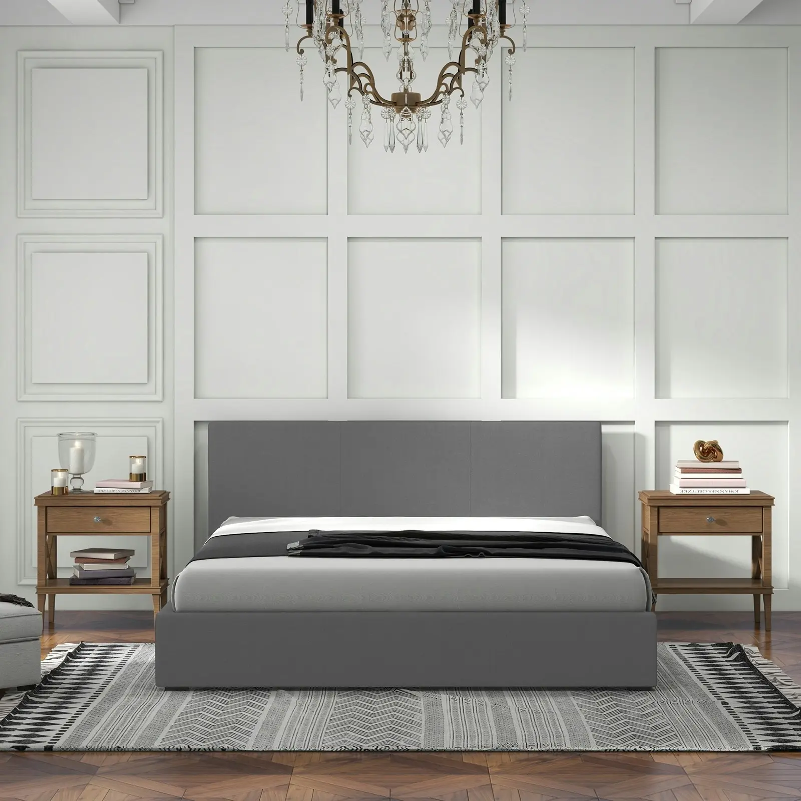 Milano Luxury Gas Lift Bed Frame Base And Headboard With Storage All Sizes