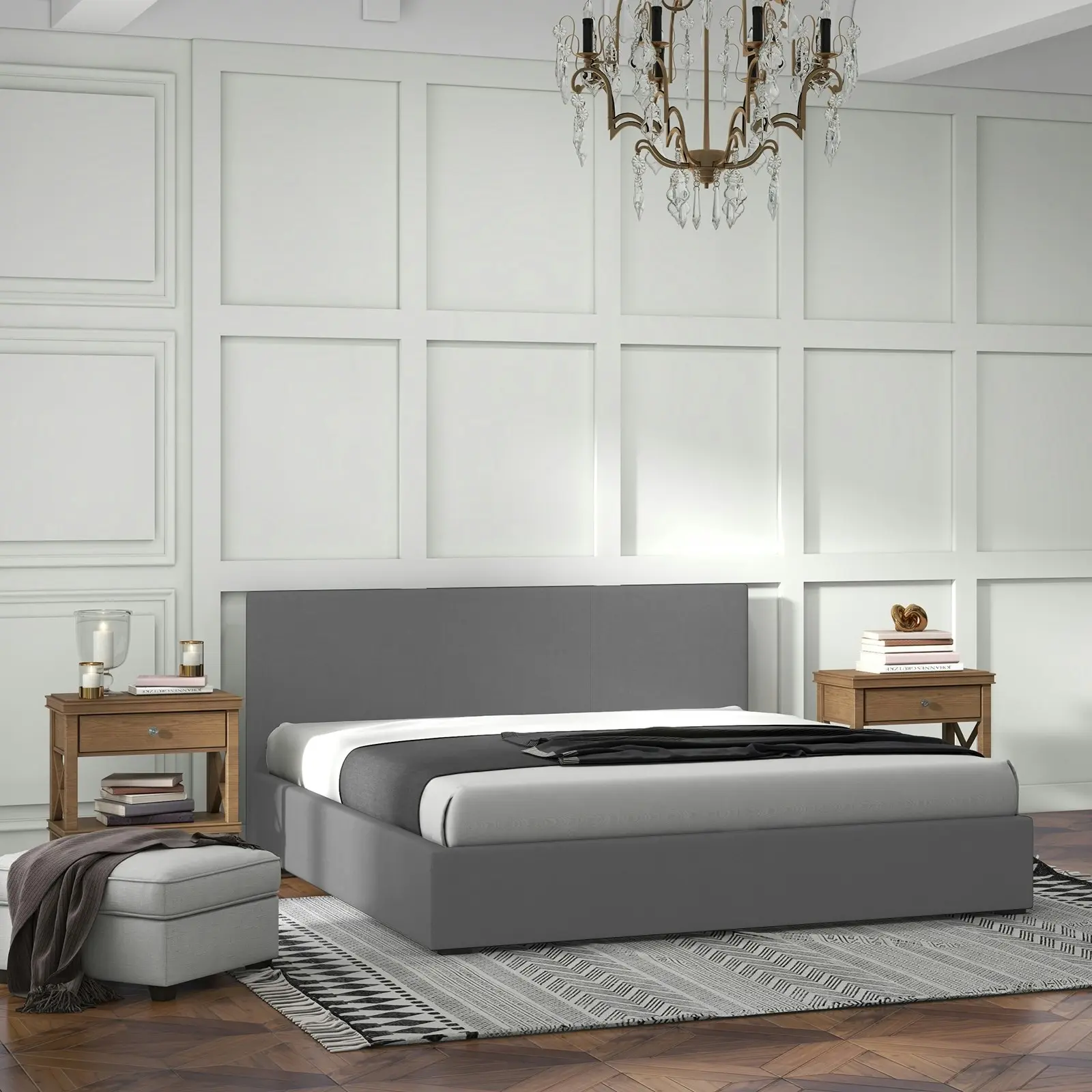 Milano Luxury Gas Lift Bed Frame Base And Headboard With Storage All Sizes