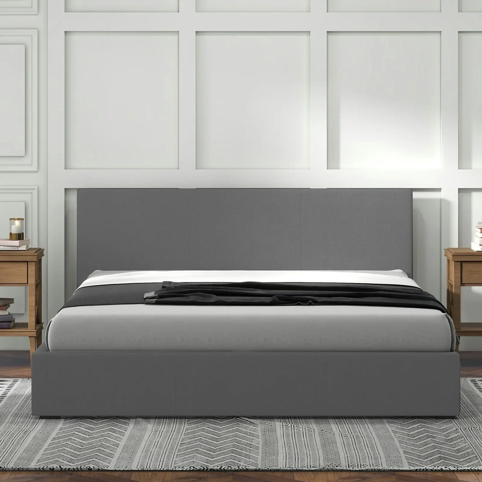 Milano Luxury Gas Lift Bed Frame Base And Headboard With Storage All Sizes