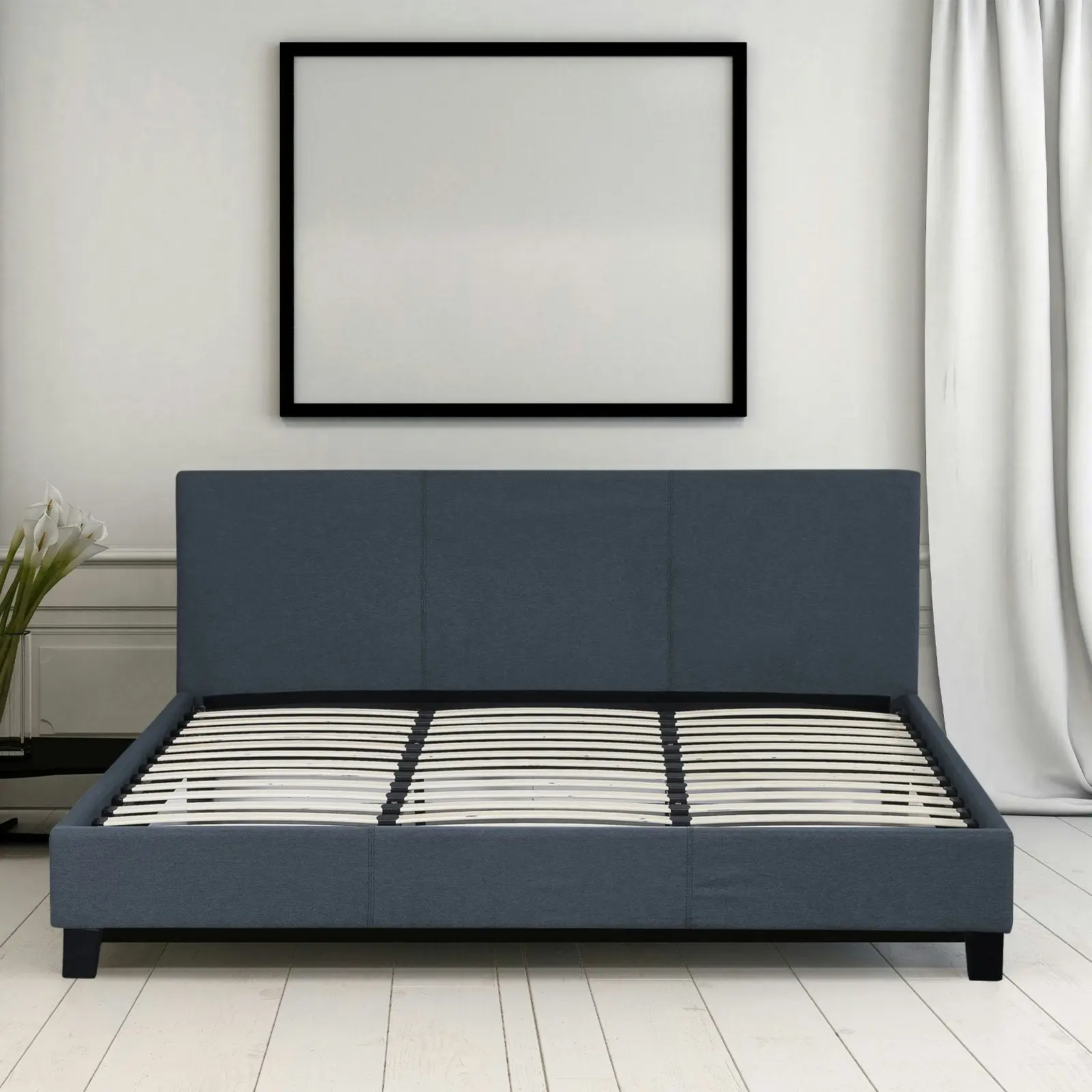 Milano Sienna Luxury Bed Frame Base And Headboard Solid Wood Padded Fabric