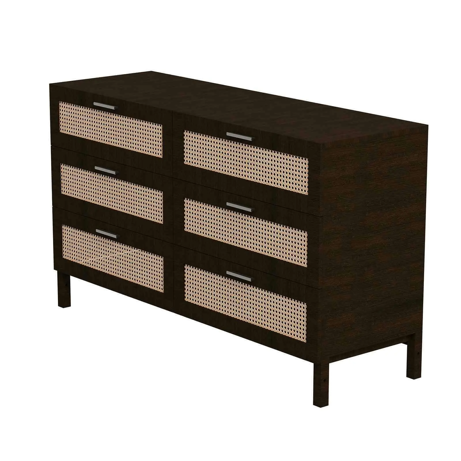 Casa Decor Tulum Rattan 6 Chest of Drawers Cabinet Bedroom Storage Tallboy Black