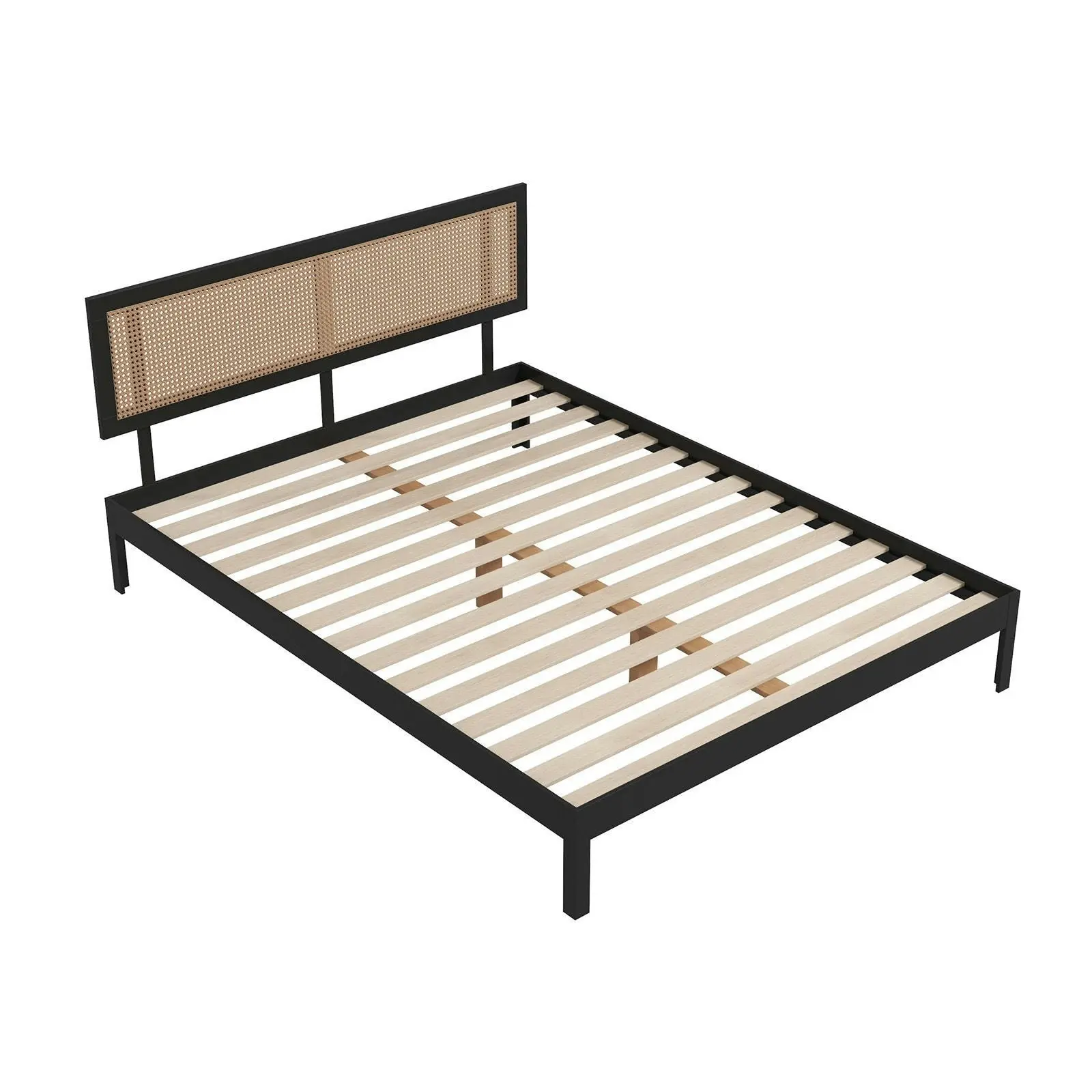 Casa Decor Tulum Platform Bed Rattan Bed Head Solid Wooden Frame