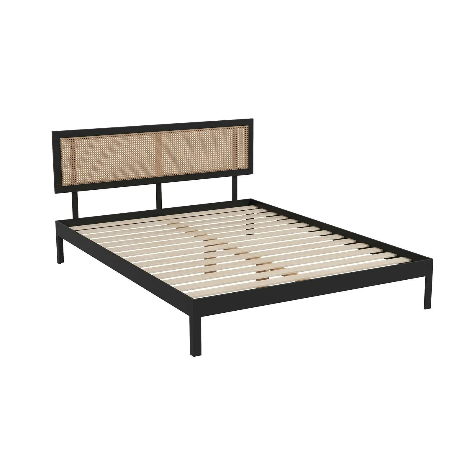 Casa Decor Tulum Platform Bed Rattan Bed Head Solid Wooden Frame