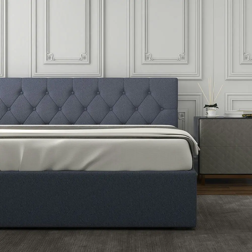 Milano Capri Luxury Gas Lift Bed Frame Base And Headboard With Storage All Sizes