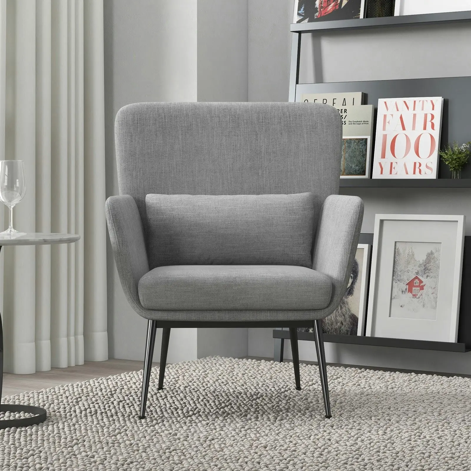 Casa Decor Cora Accent Chair Occasional Fabric Luxury Upholstered Light Grey