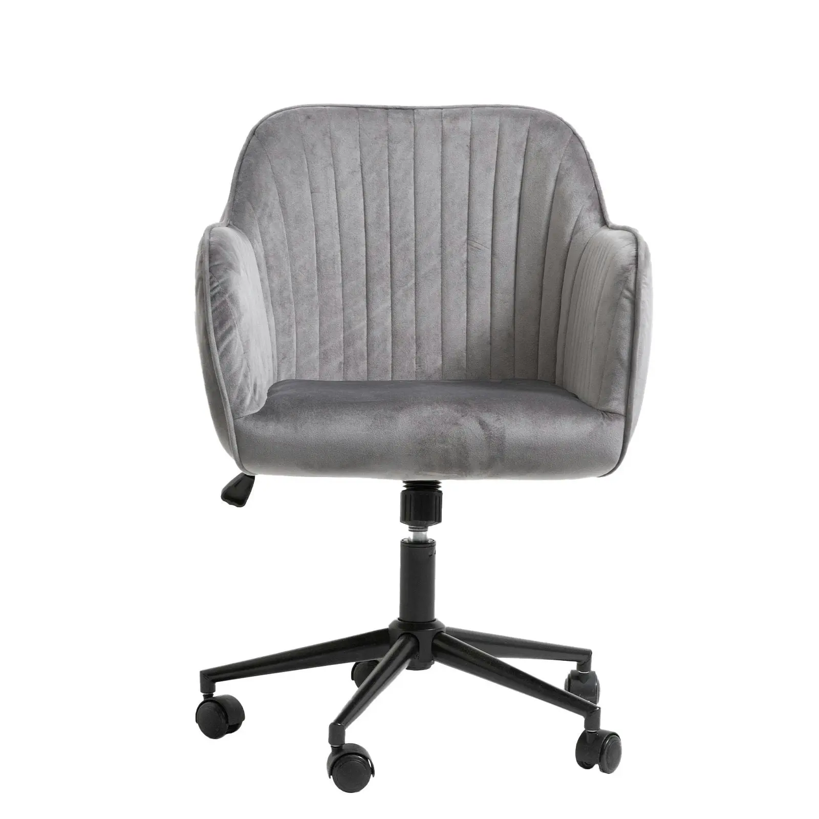 Casa Decor Arles Velvet Office Chair Mid Back Swivel Height Adjustable Grey