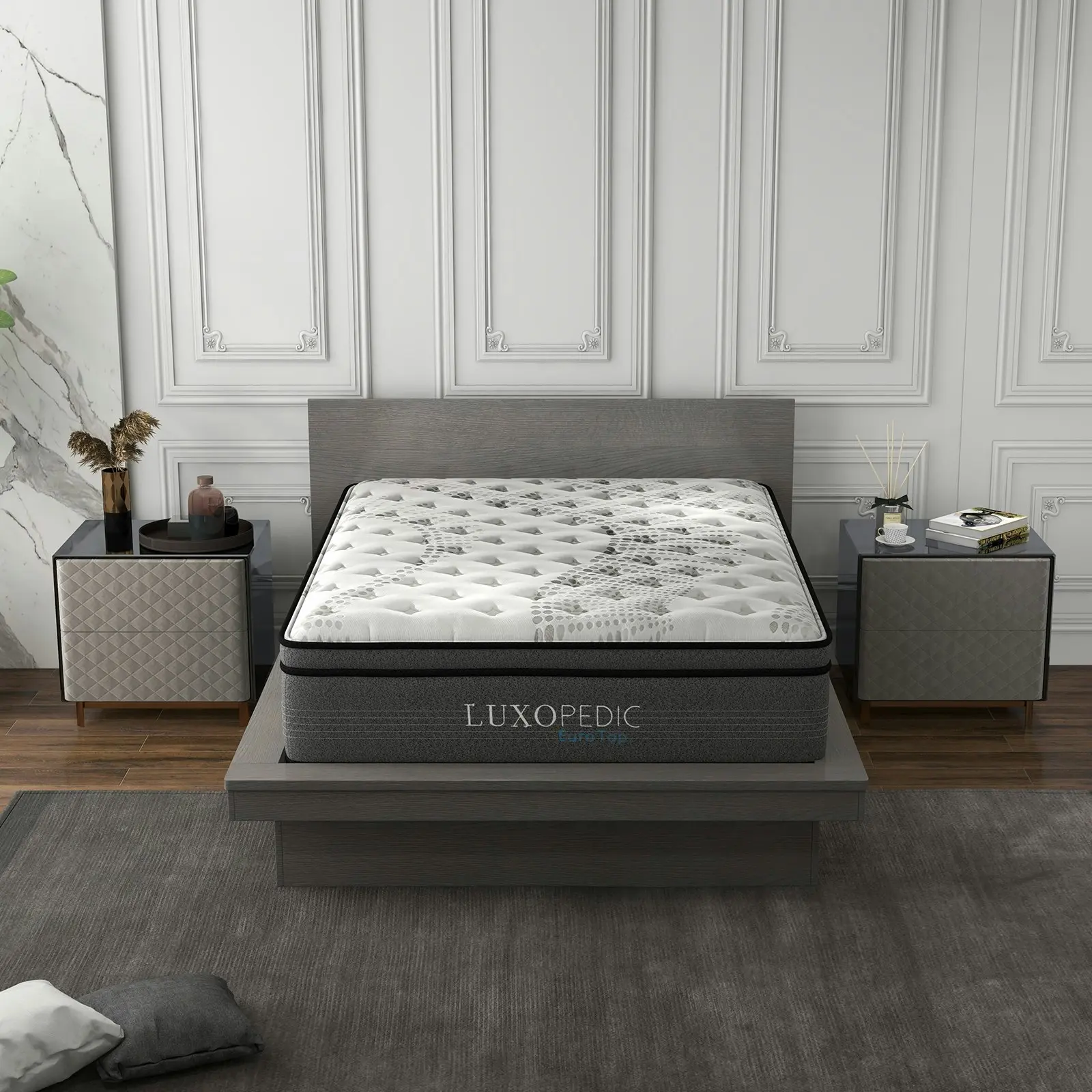 Luxopedic Pocket Spring Mattress 5 Zone 32CM Euro Top Memory Foam Medium Firm