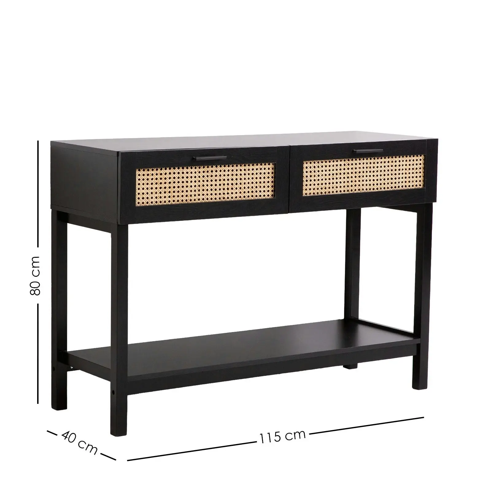 Casa Decor Tulum Rattan Console Table Entry Table Storage Hallway Wood Black