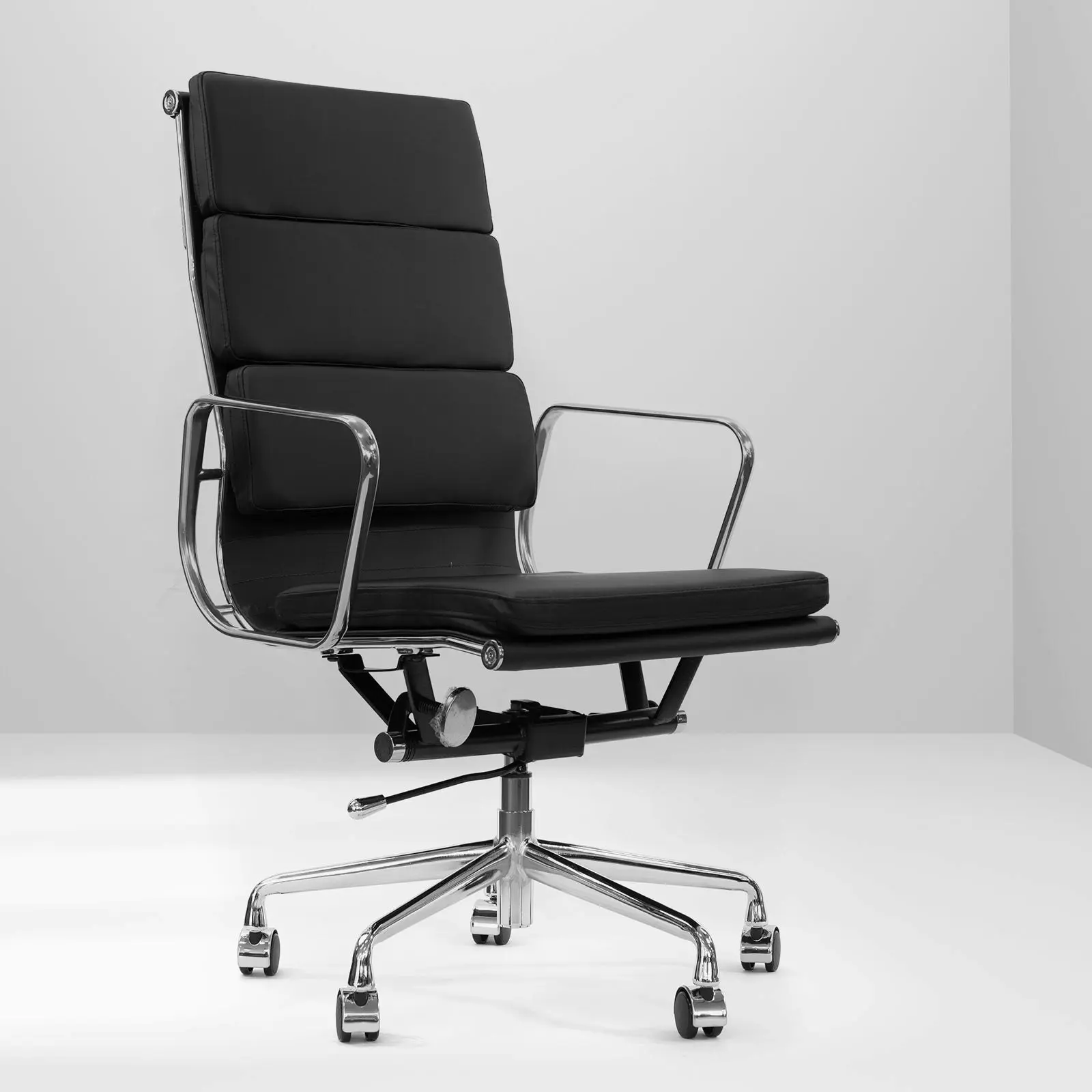 Milano Premium Office Executive Computer Chair PU Leather Steel Chrome Black