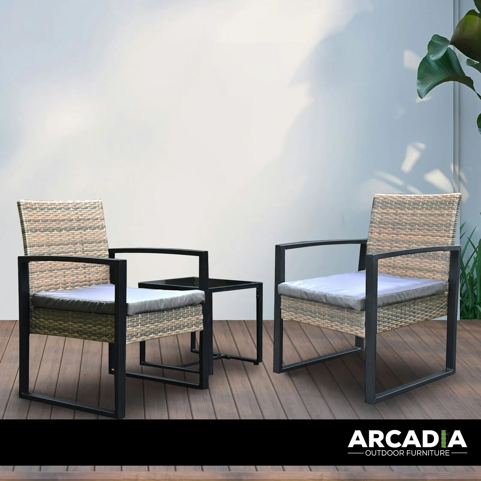 Arcadia Furniture Outdoor 3 Piece Wicker Rattan Patio Set Garden Patio Home