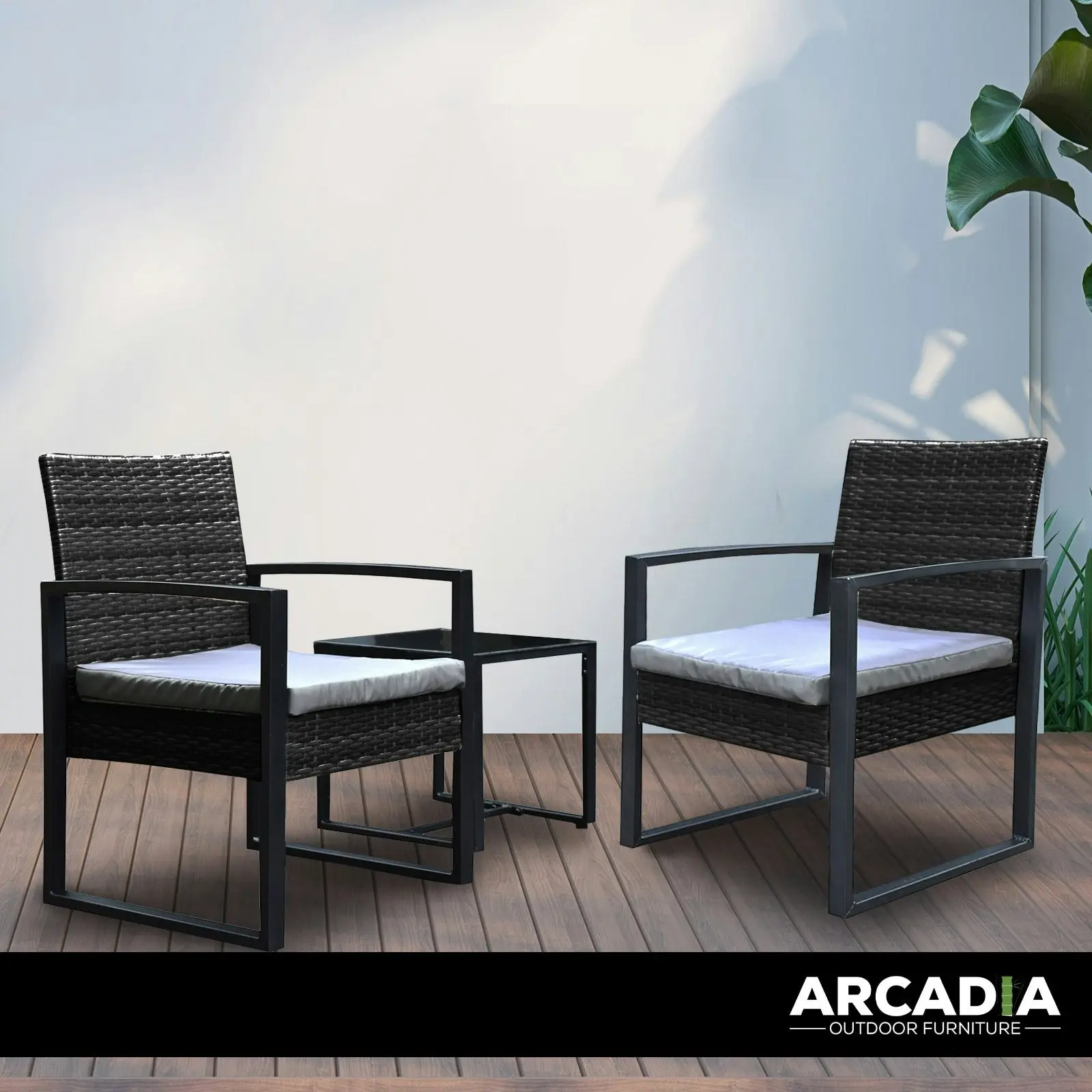 Arcadia Furniture Outdoor 3 Piece Wicker Rattan Patio Set Garden Patio Home