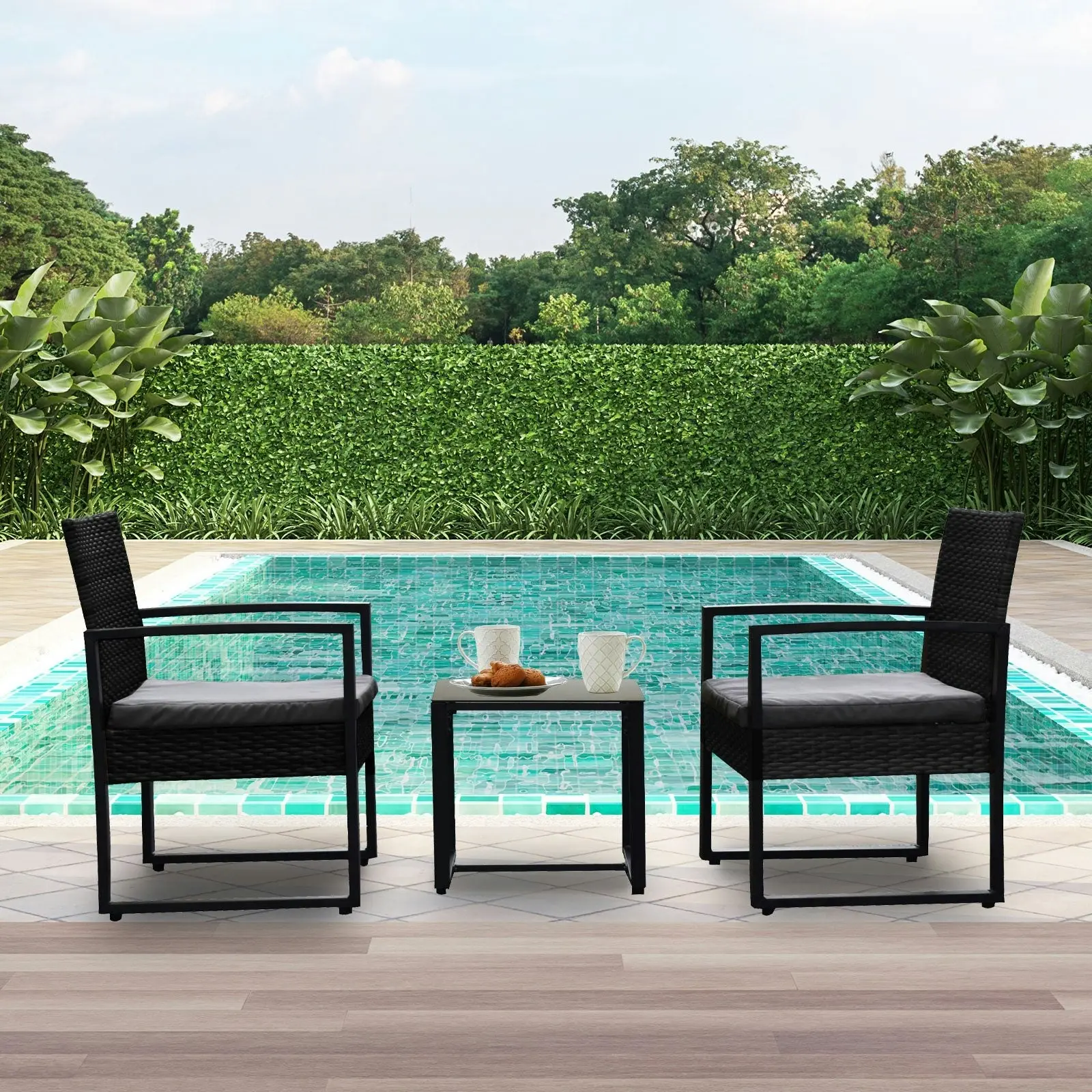 Arcadia Furniture Outdoor 3 Piece Wicker Rattan Patio Set Garden Patio Home