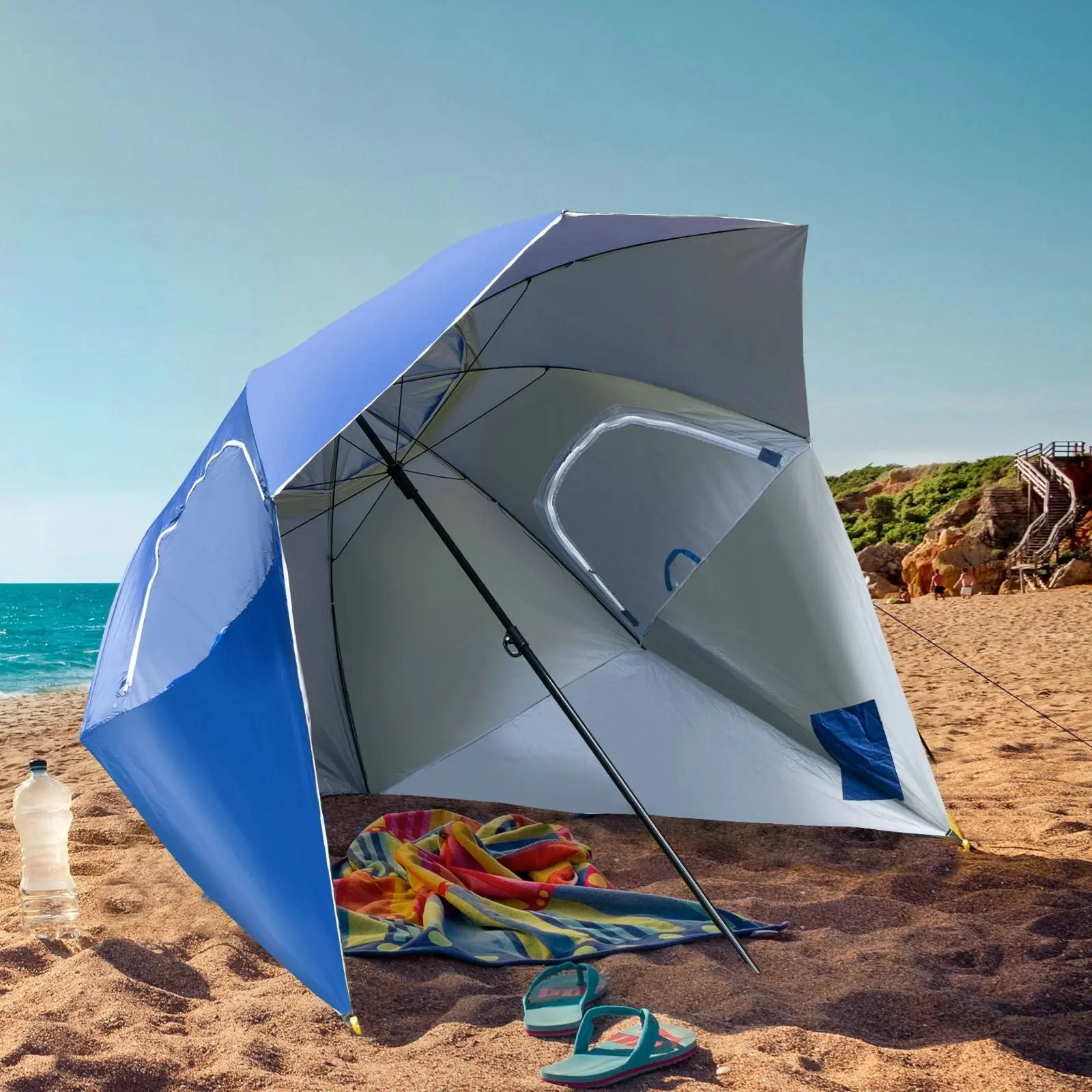 Havana Outdoors Beach Umbrella 2.4M Outdoor Garden Beach Portable Shade Shelter